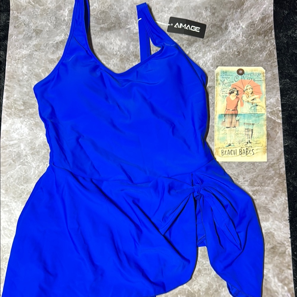 Women’s AI'MAGE One Piece Blue Swimsuit NWT
